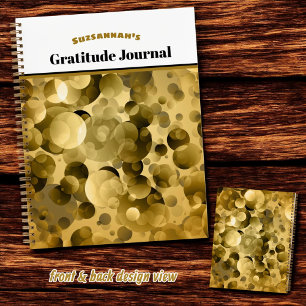 Gold and Black Bokeh Gratitude Cover Notebook