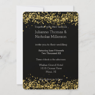 Gold and Black Bokeh Wedding Invitation
