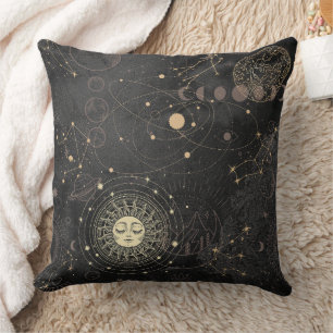 Gold and Black Celestial Bodies Cushion