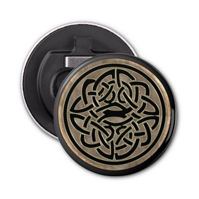Gold and Black Celtic Knot Bottle Opener (Front)