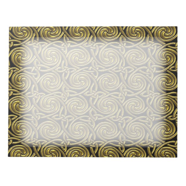 Gold And Black Celtic Spiral Knots Pattern Notepad (Front)