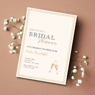 Gold and Black Champagne Bridal Shower Invitation