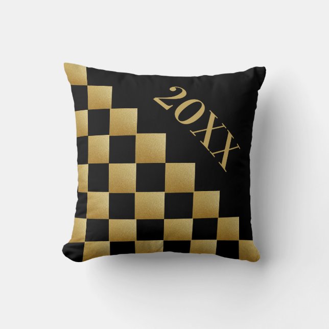 Gold and black chess pillow 2021 (Front)
