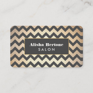 Gold and Black Chevron Pattern Salon & Spa Business Card