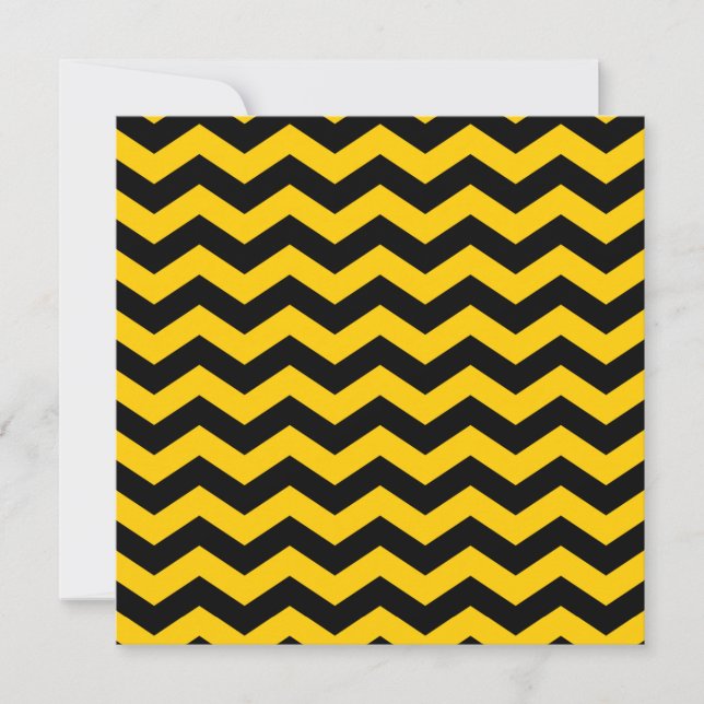 Gold and Black Chevron Wedding Invitation (Front)