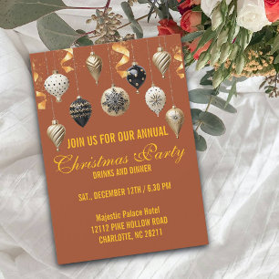 Gold and Black Christmas Baubles Invitation