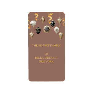 Gold and Black Christmas Baubles Label
