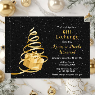 Gold and Black Christmas Gift Exchange Invitation