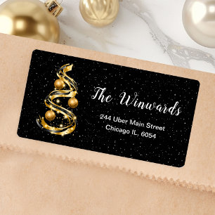 Gold and Black Christmas Ornament Label
