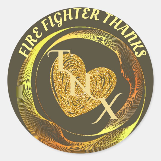 Gold And Black Classic Trendy Modern Firefighter  Classic Round Sticker (Front)