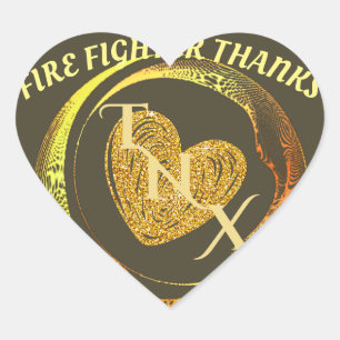 Gold And Black Classic Trendy Modern Firefighter Heart Sticker