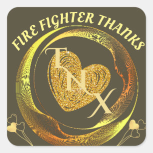 Gold And Black Classic Trendy Modern Firefighter Square Sticker