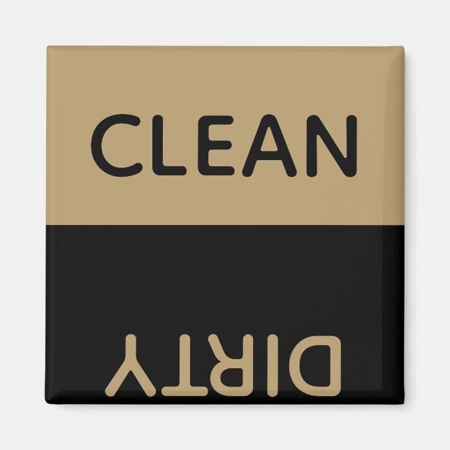 gold and black clean dirty reversible dishwasher magnet (Front)