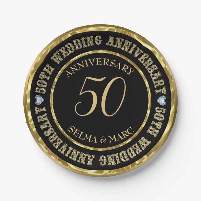 Gold And Black Combination Paper Plate (Front)