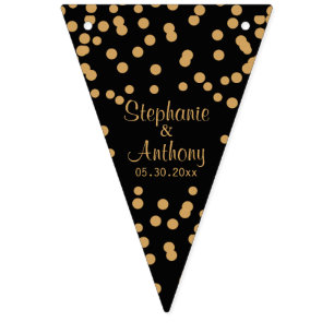 Gold and Black Confetti Wedding Bunting