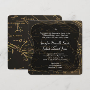 Gold and Black Constellation Wedding Invitation