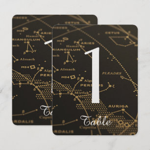 Gold and Black Constellation Wedding Table Number