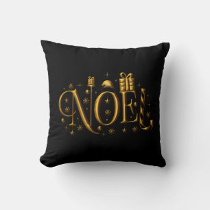 Gold and Black Contemporary Christmas Cushion