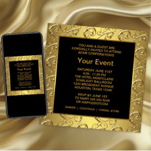 Gold and Black Corporate Party Event Invitation