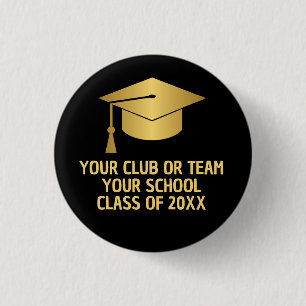 Gold and Black Custom Graduation 3 Cm Round Badge