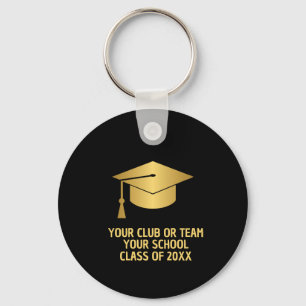 Gold and Black Custom Graduation  Key Ring