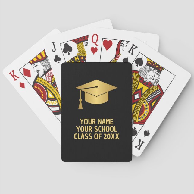 Gold and Black Custom Graduation  Playing Cards (Back)