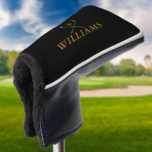 Gold And Black Custom Name Golf Clubs Head Cover