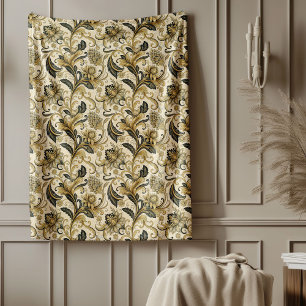 Gold and Black Damask Blanket for Luxe Interiors