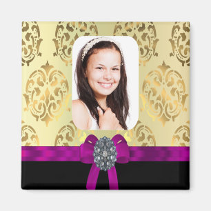 Gold and black damask magnet