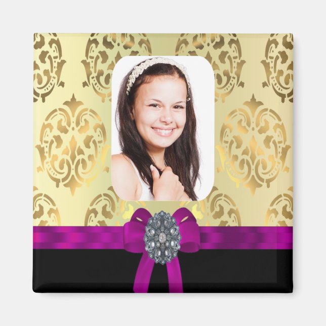 Gold and black damask magnet (Front)