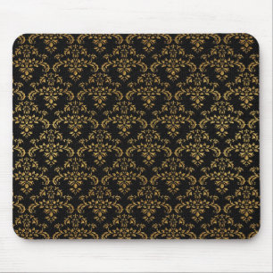 Gold and Black Damask Mouse Mat