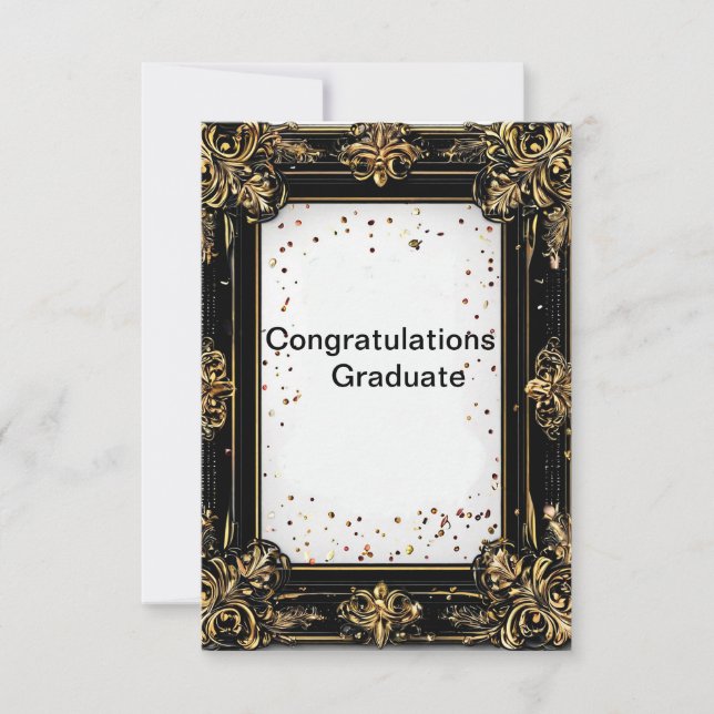 Gold and Black Decorative Border Invitation (Front)