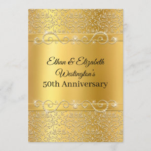 Gold and Black Diamond 50th Anniversary Invitation