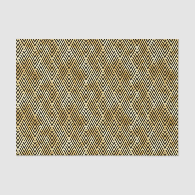 Gold and Black Diamond Art Deco Pattern Tissue Paper (Front)