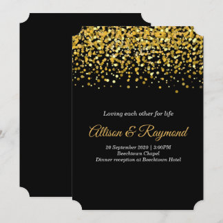 Gold and Black Dots Classic Wedding Invitation