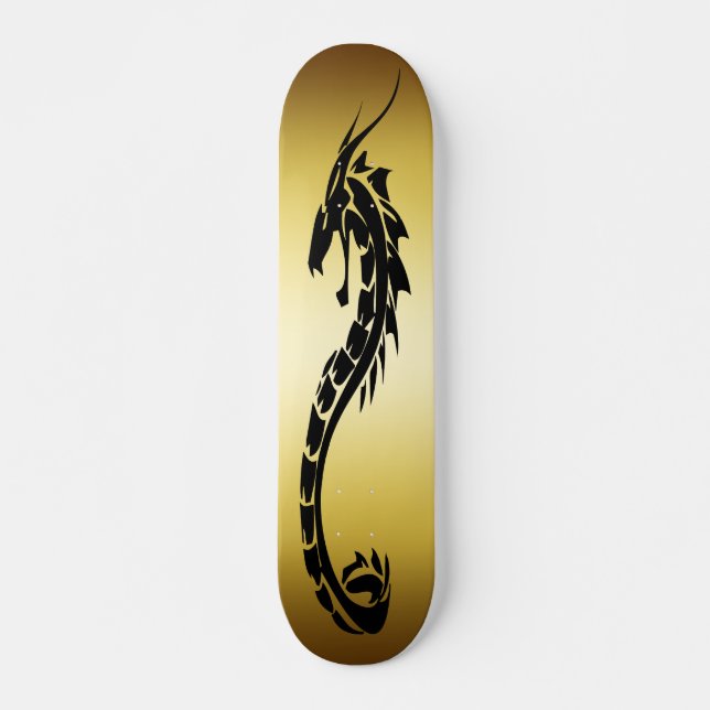 GOLD AND BLACK DRAGON DESIGN SKATEBOARD (Front)