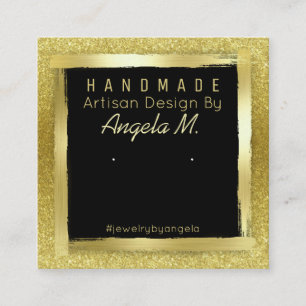 Gold And Black Earring Display Packaging Square Business Card