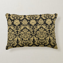 Gold and Black Elegant Damask Pattern