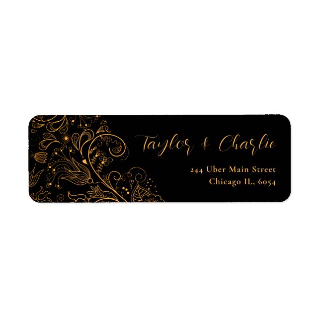 Gold and Black Elegant Floral Wedding (Front)