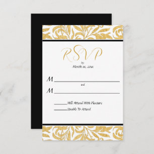 Gold and Black Elegant Style Wedding Reply  RSVP Card