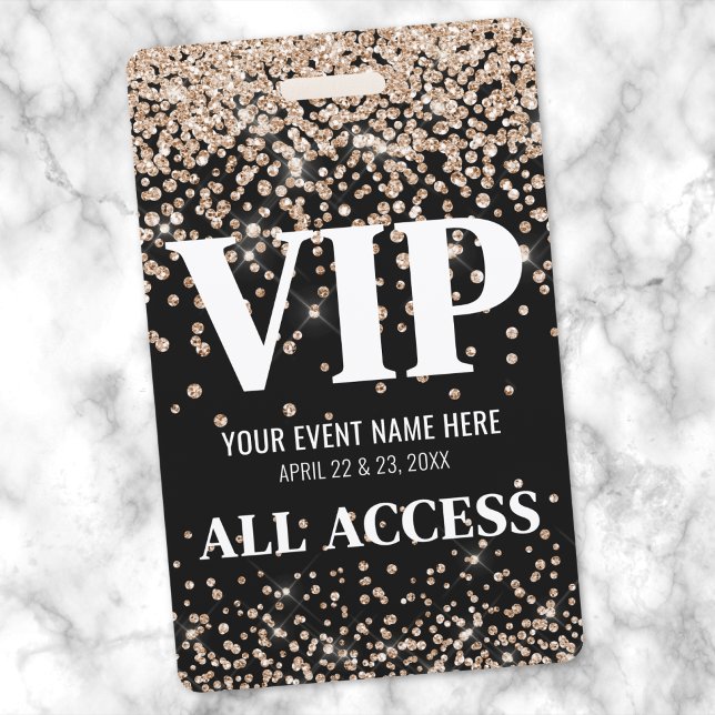 Gold And Black Elegant VIP Event ID Badge (Gold Black VIP Event Badge)
