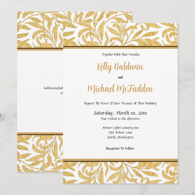 Gold and Black Elegant Wedding Invitation (Front/Back)