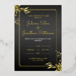 Gold And Black Elegant Wedding Invitation Portrait