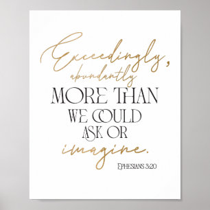 Gold and Black Ephesians 3:20 Bible Verse Poster