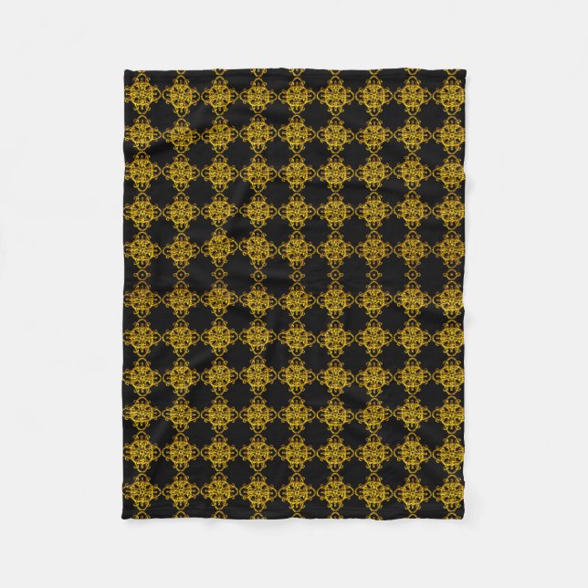 Gold And Black Fleece Blanket (Front)