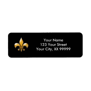 Gold and Black Fleur de Lis Return Address Labels