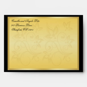 Gold and Black Floral 5x7" Envelope