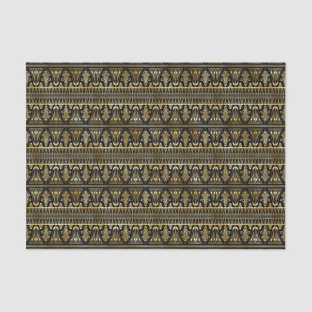 Gold and Black Floral Art Deco Pattern Tissue Paper (Front)
