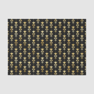 Gold and Black Floral Art Deco Pattern Tissue Paper