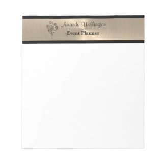 Gold and Black Floral Roses Professional Notepad